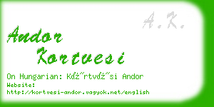 andor kortvesi business card